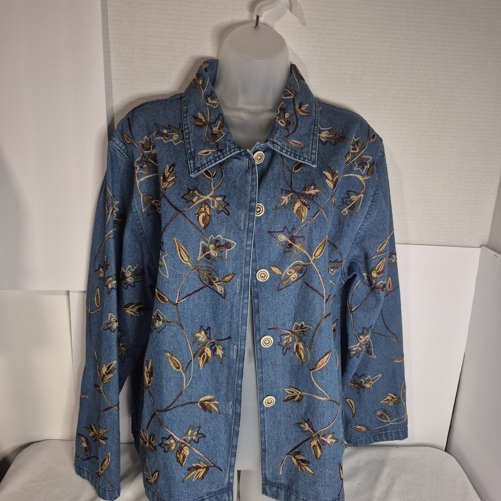 Tantrums Blue Floral Embroidered Long Sleeve Top